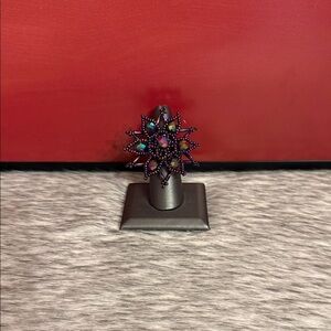 Elegant purple Star Ring -- anillo estrella artesanal size 8